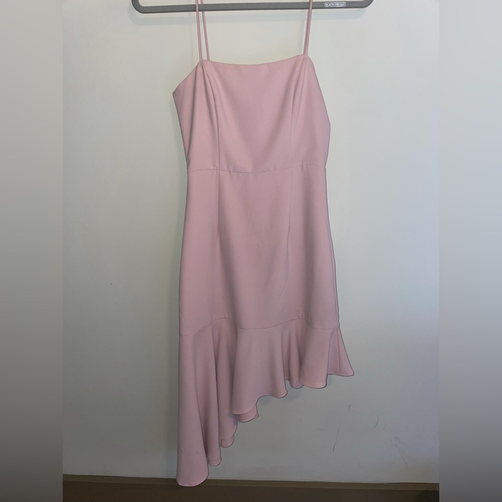 Superdown Asymmetrical Ruffle Light Pink Dress